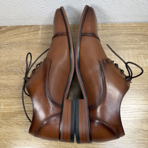NEW Guess Shelly Cap Toe Oxford MEN\'S 9 Brown Faux Leather Formal Dress Shoes main image 4
